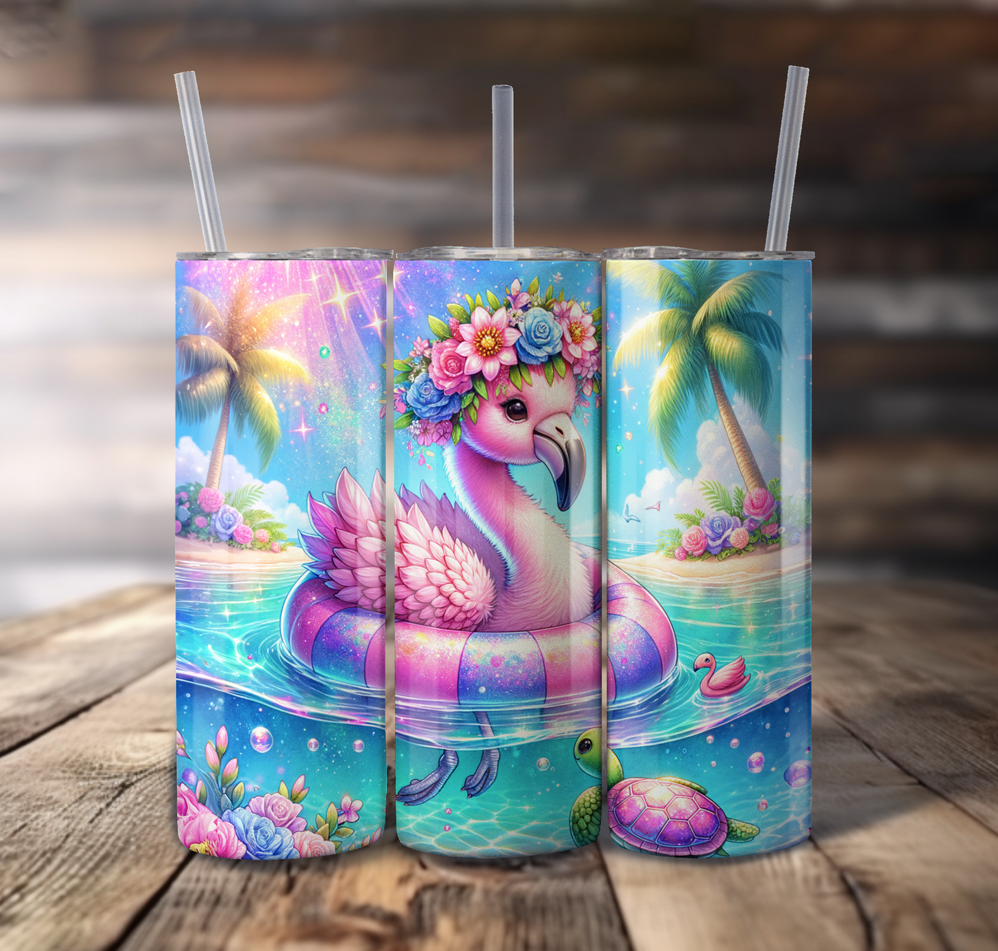 Summer Flamingo Wrap For Straight Tumbler - S810
