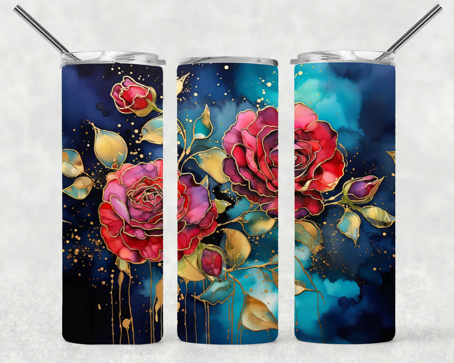 Golden Roses Wrap For Straight Tumbler-S133
