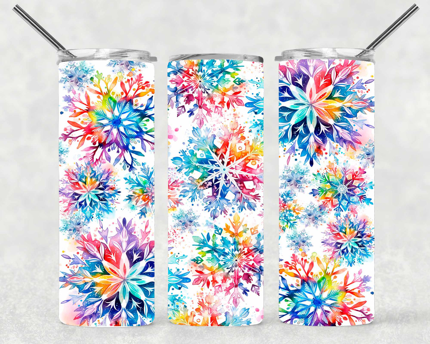 Rainbow Snowflake Wrap For Straight Tumbler-S186