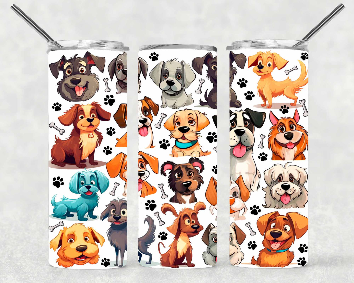 Cartoon Pups Wrap For Straight Tumbler-S189