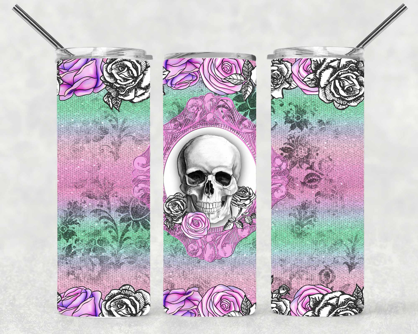 Pastel SKulls Wrap For Straight Tumbler-S155