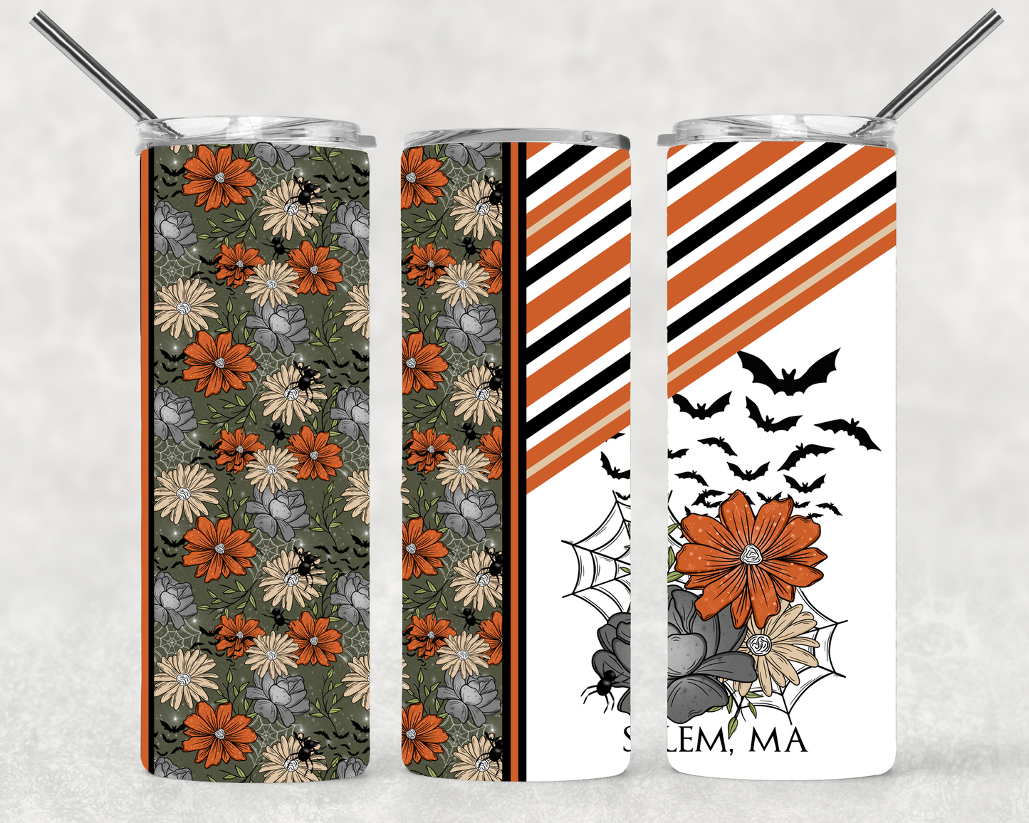 Floral Bats Design Wrap For Straight Tumbler-S197