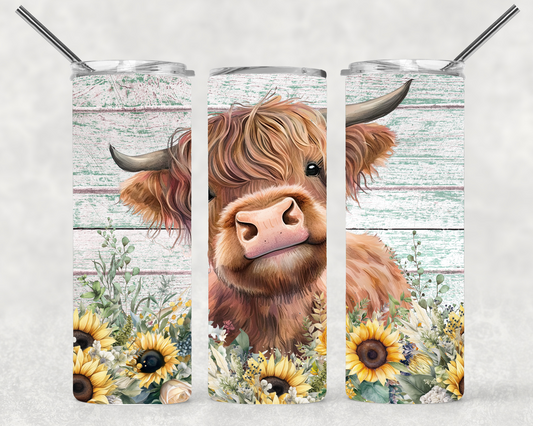 Sunflower Baby Highland Cow  Wrap For Straight Tumbler-s80