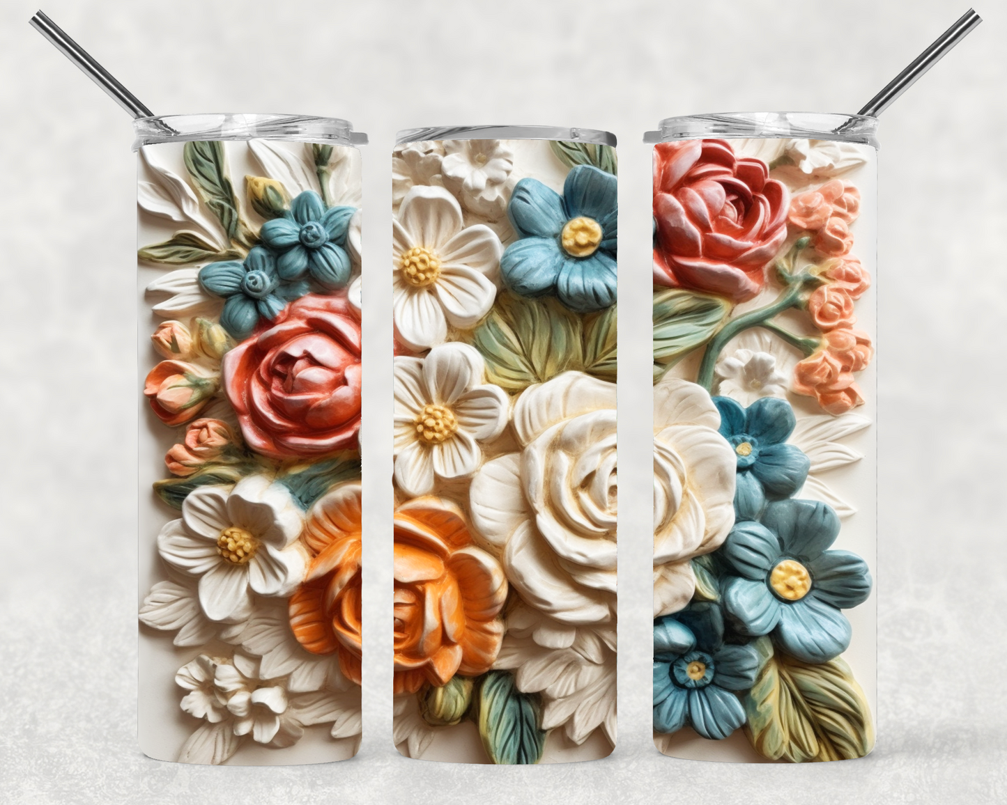 3D Flower Wrap For Straight Tumbler-S103