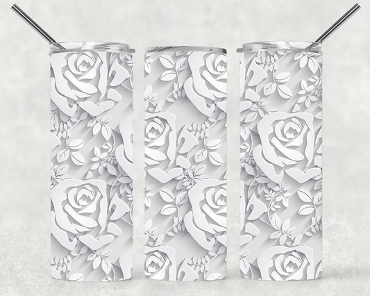 3D Cream Flowers Wrap For Straight Tumbler-S106