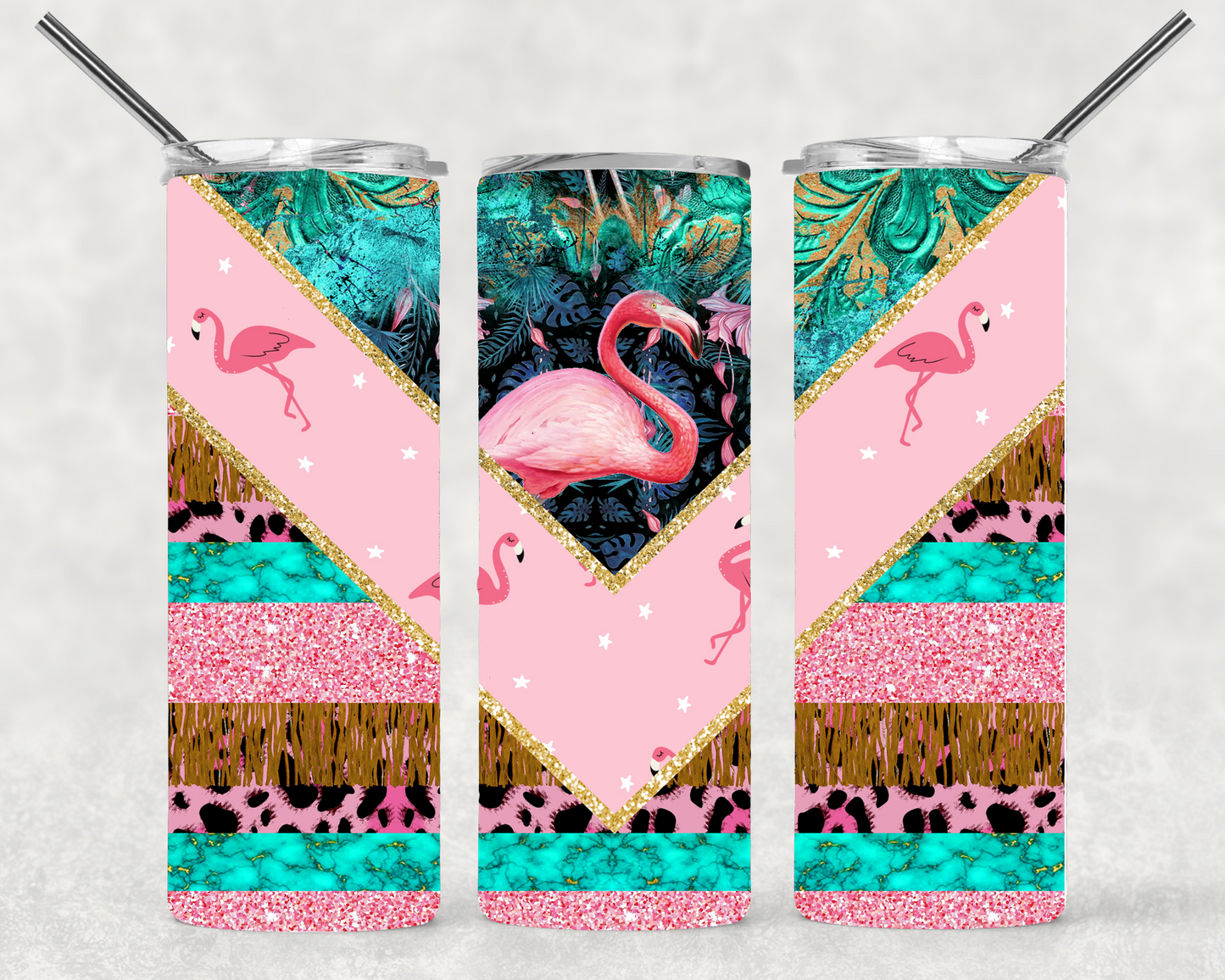 Flamingo Cheetah Wrap For Straight Tumbler-S57