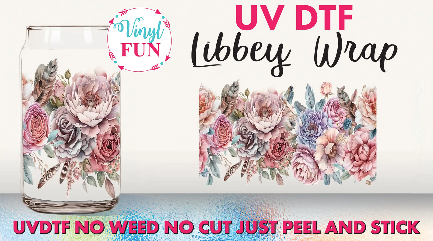 Boho Floral UVDTF Libbey Glass Wrap - UV225
