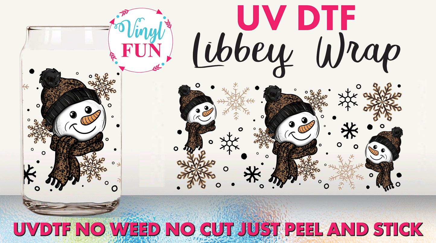 Leopard Snowman UVDTF Libbey Glass Wrap - UV212