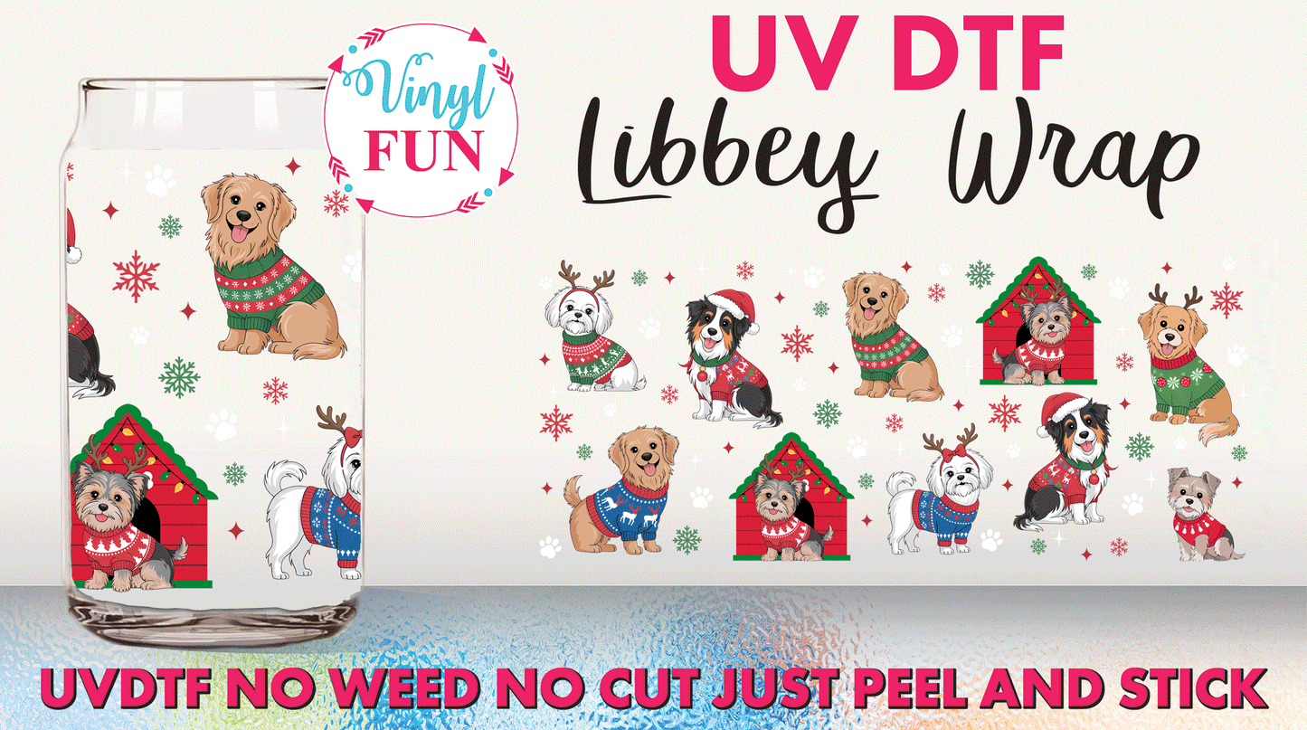 Holiday Dogs UVDTF Libbey Glass Wrap - UV254
