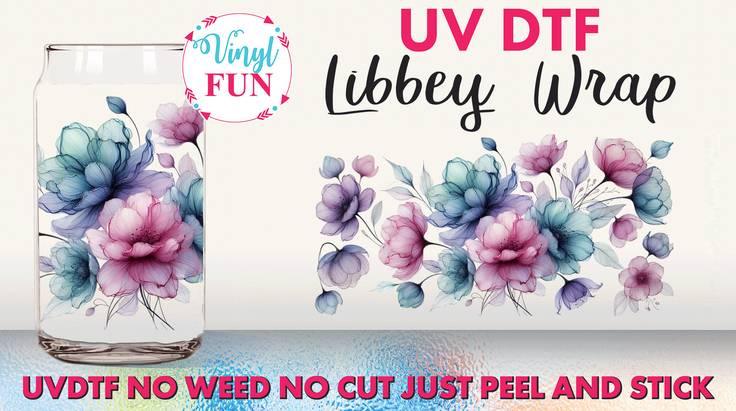 Watercolor Floral UVDTF Libbey Glass Wrap - UV170