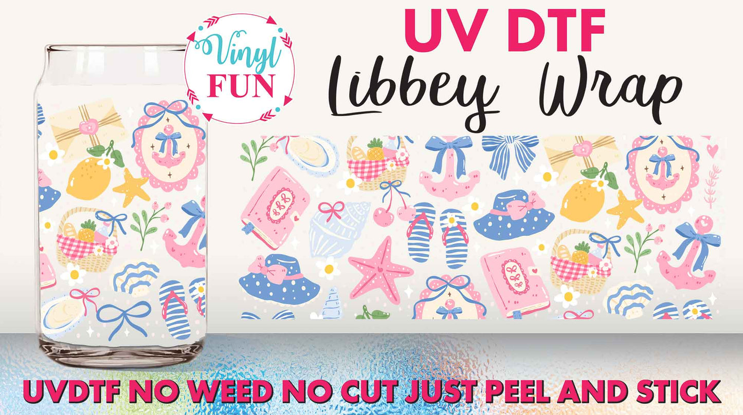 Pastel Beach UVDTF Libbey Glass Wrap - UV115