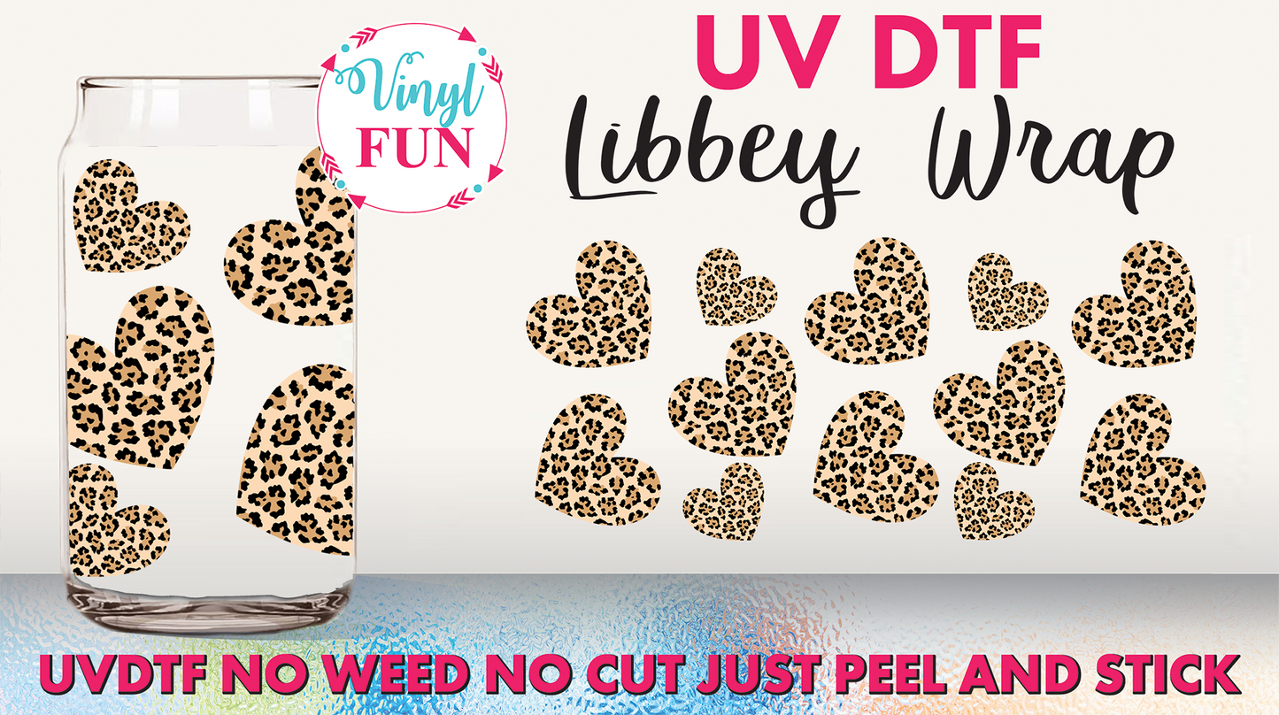 Leopard Hearts Libbey Glass Wrap - UV182