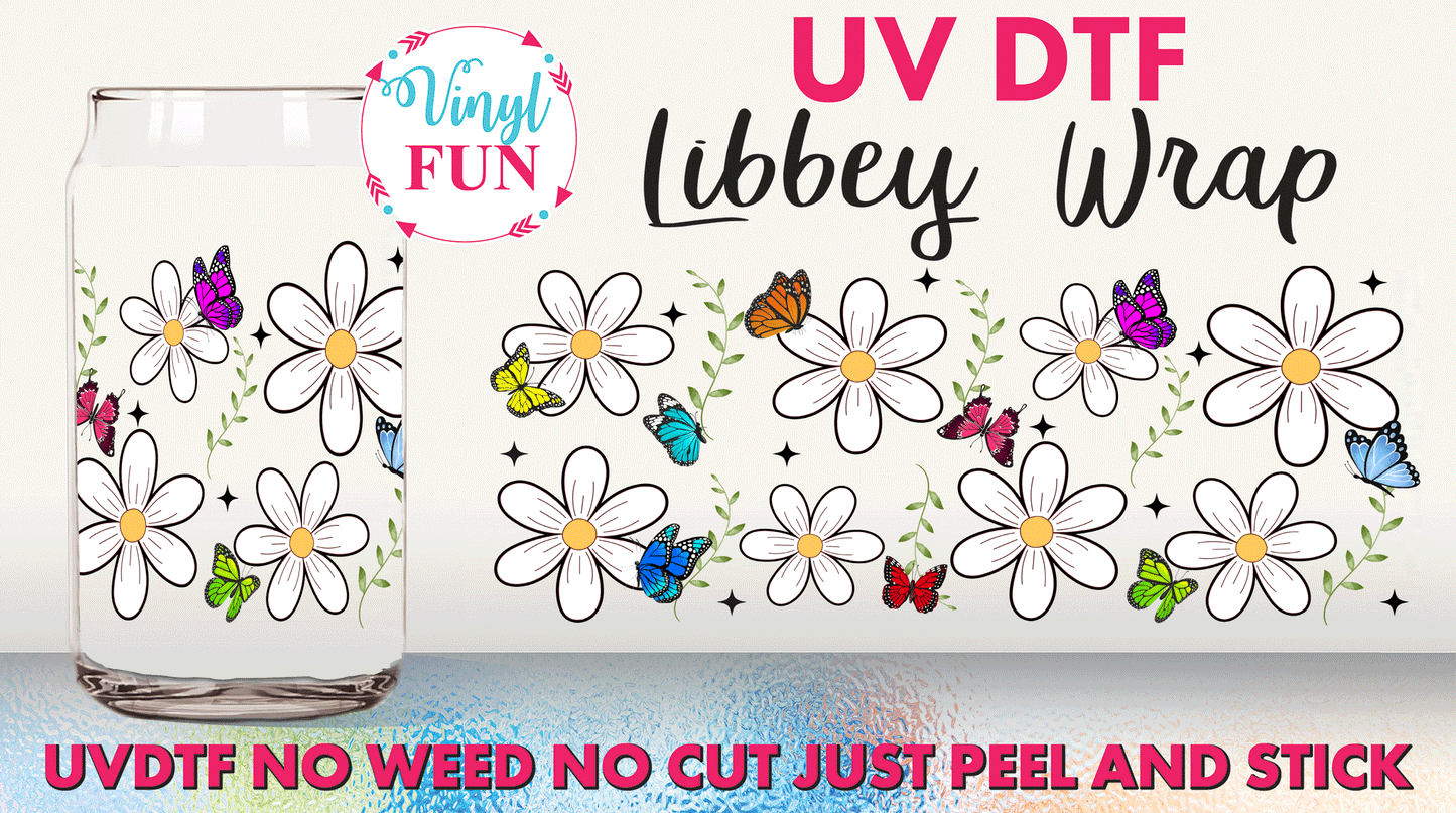 Floral Butterfles UVDTF Libbey Glass Wrap - UV2