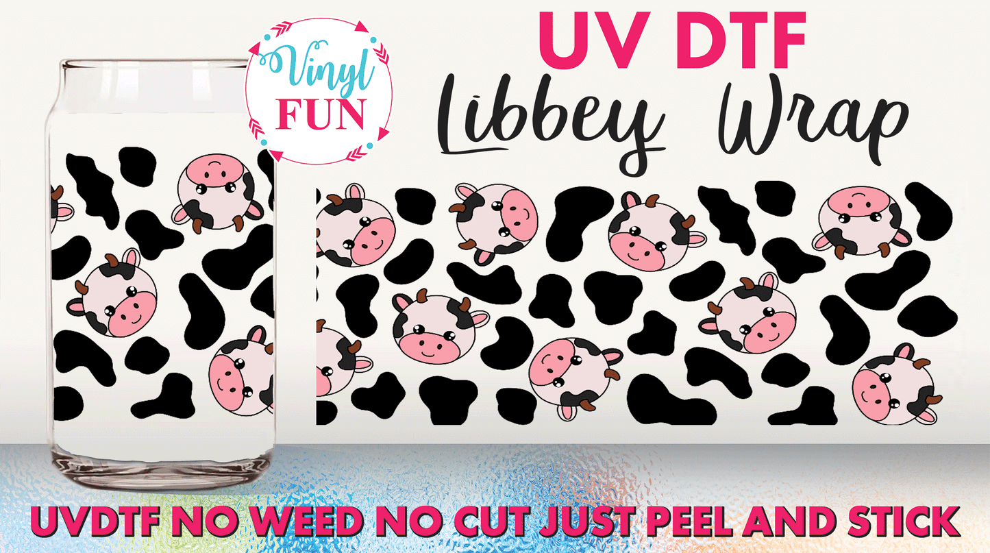 Cute Cows UVDTF Libbey Glass Wrap - UV52