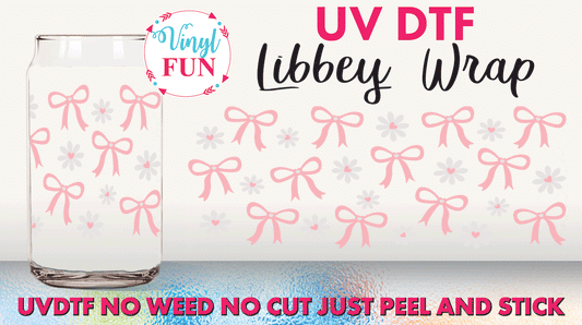 UVDTF Pink Bow Libbey Glass Wrap - UV64