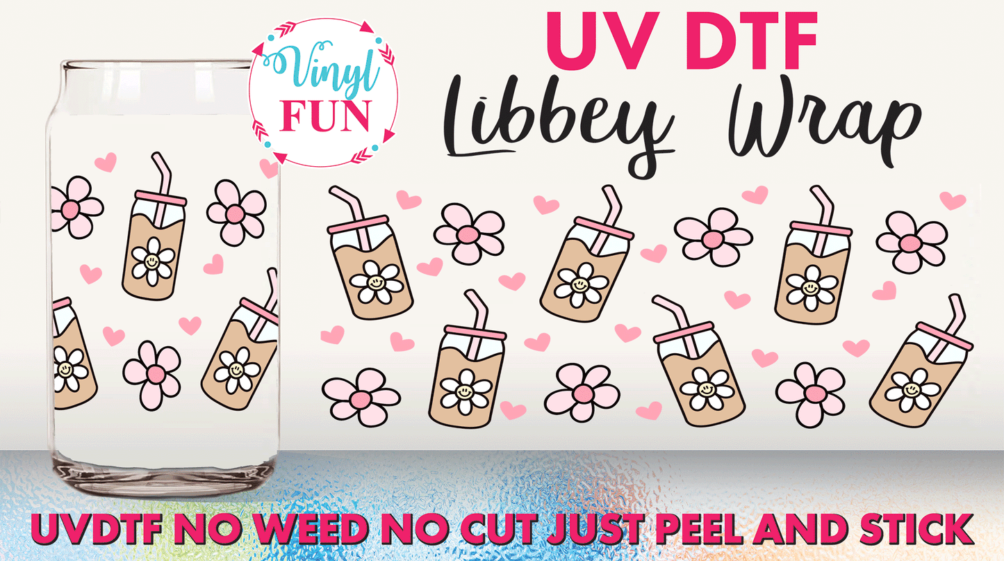 Coffee & Flowers UVDTF Libbey Glass Wrap - UV82