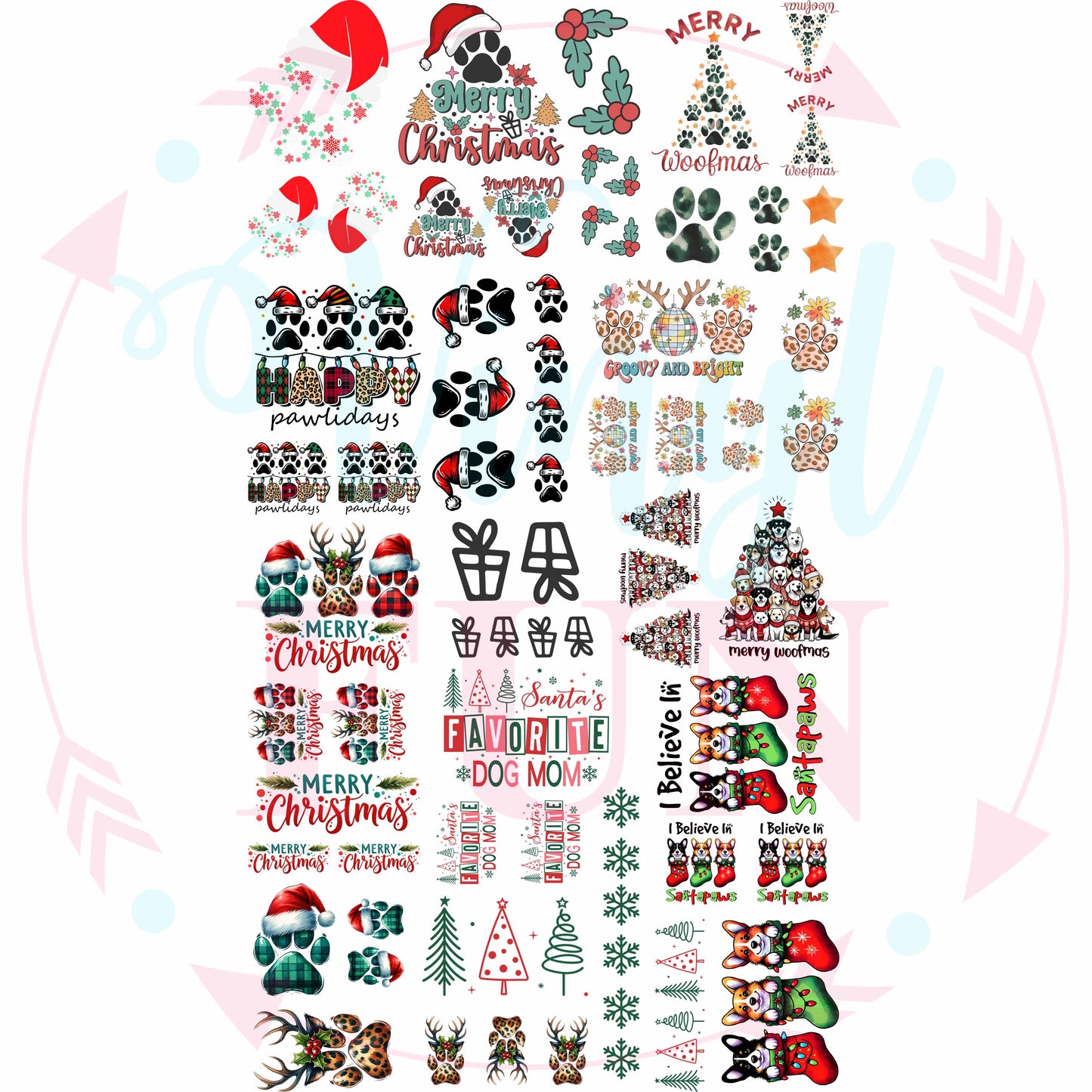 UVDTF Merry Woofmas Ready 2 Roll Gang