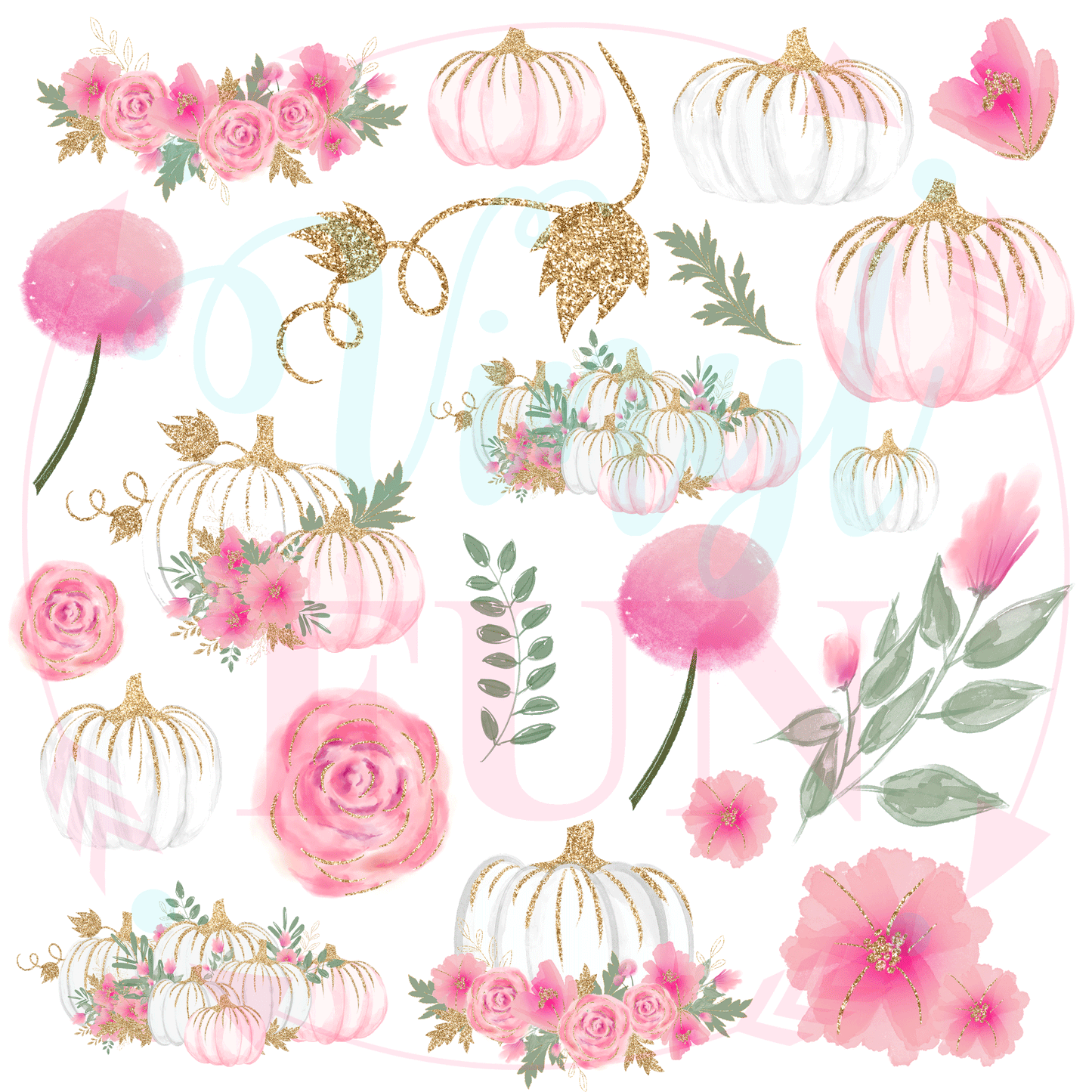 Pink & White Pumpkin Elements