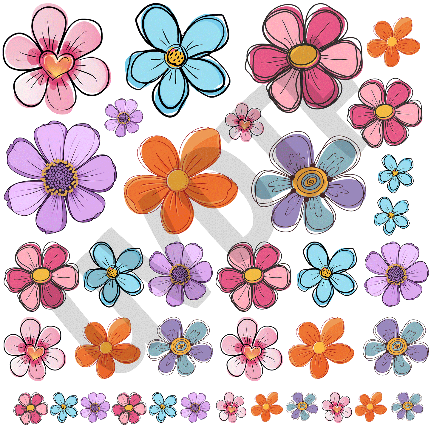 UVDTF Retro Flowers Elements-W19