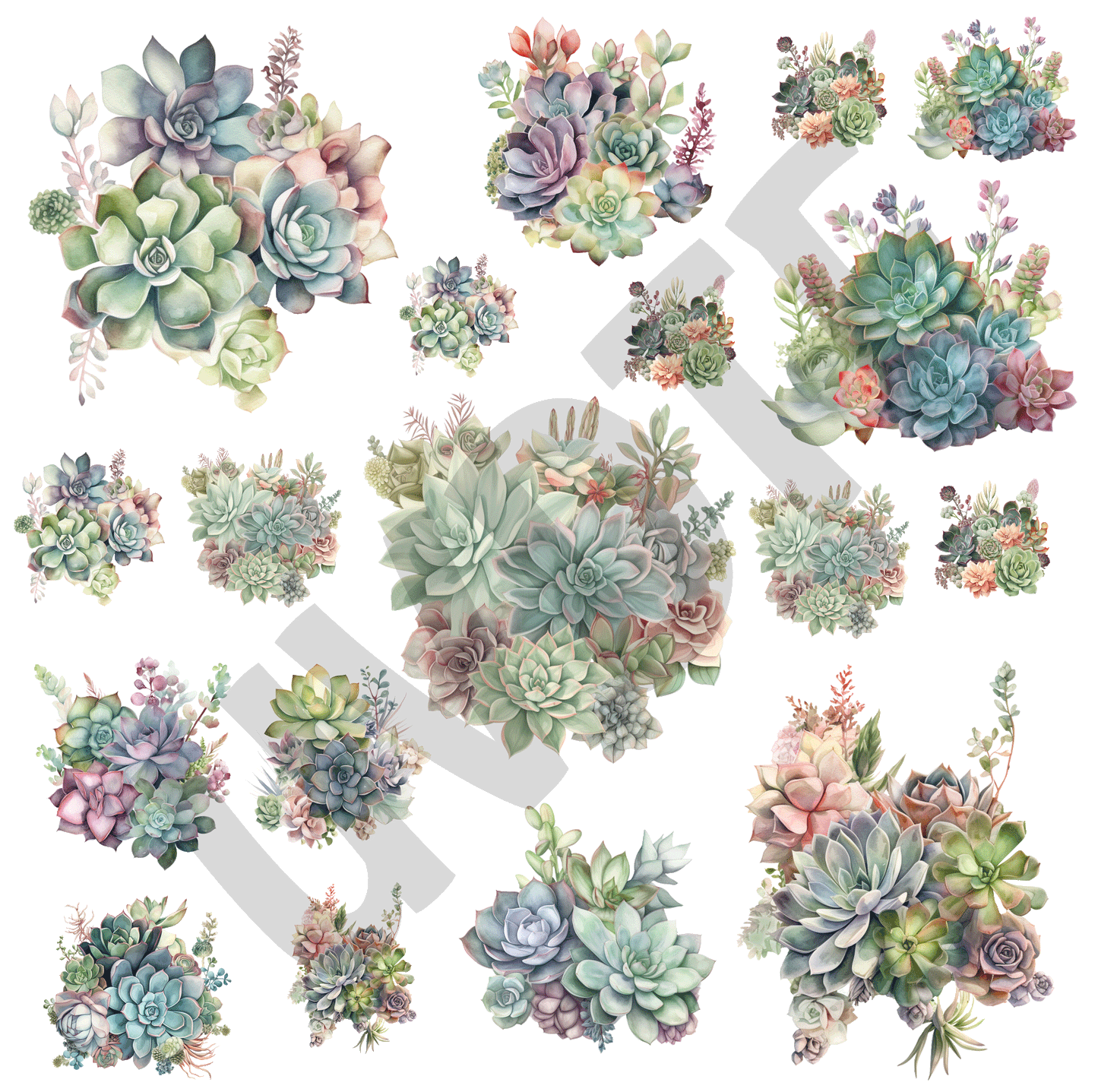 UVDTF Watercolor Succulent Elements-X26