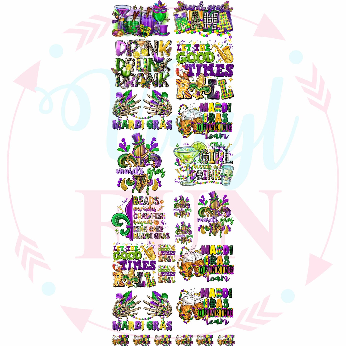 Mardi Gras Transfer-For Fabrics