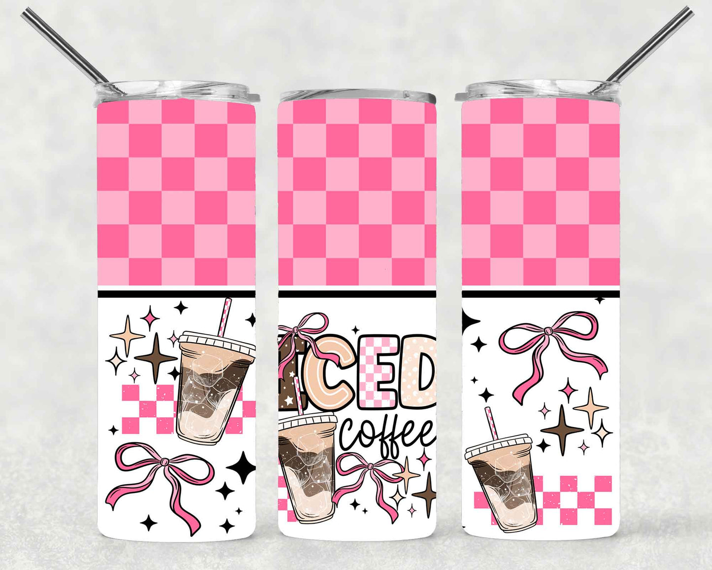 Pink Iced Coffee Wrap For Straight Tumbler-S614