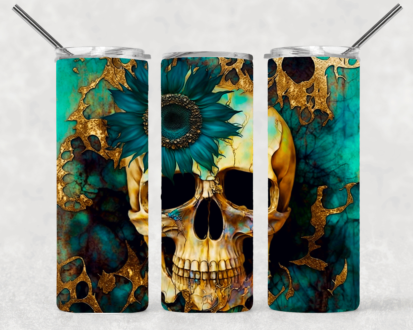 Floral Skull Wrap For Straight Tumbler-S239