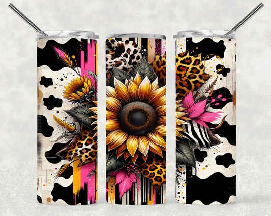 Cow Print Sunflower For Straight Tumbler-S293