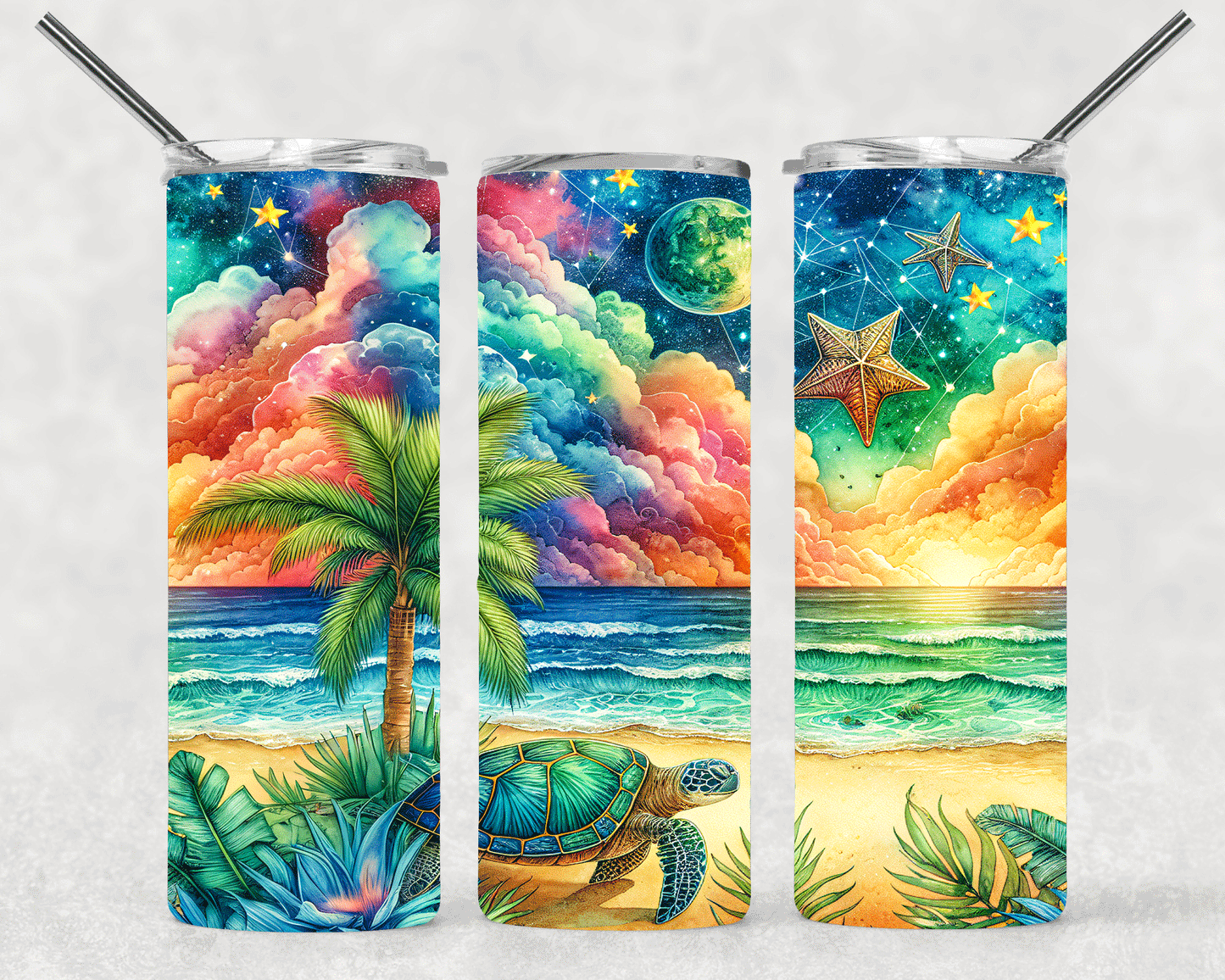 Beach Turtle Wrap For Straight Tumbler-S320