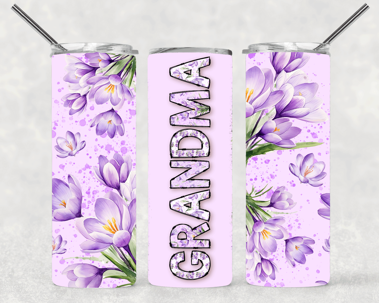 Purple Grandma Wrap For Straight Tumbler-S592