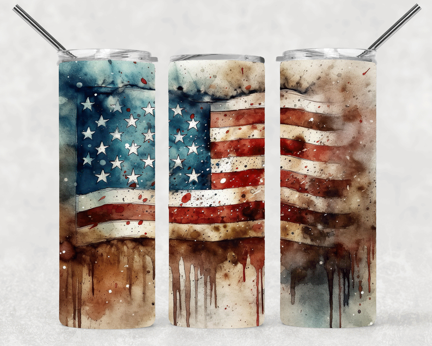Dripping Flag Wrap For Straight Tumbler-S597