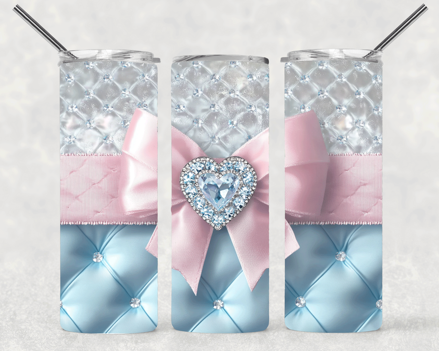 Bow With Diamond Wrap For Straight Tumbler-S602