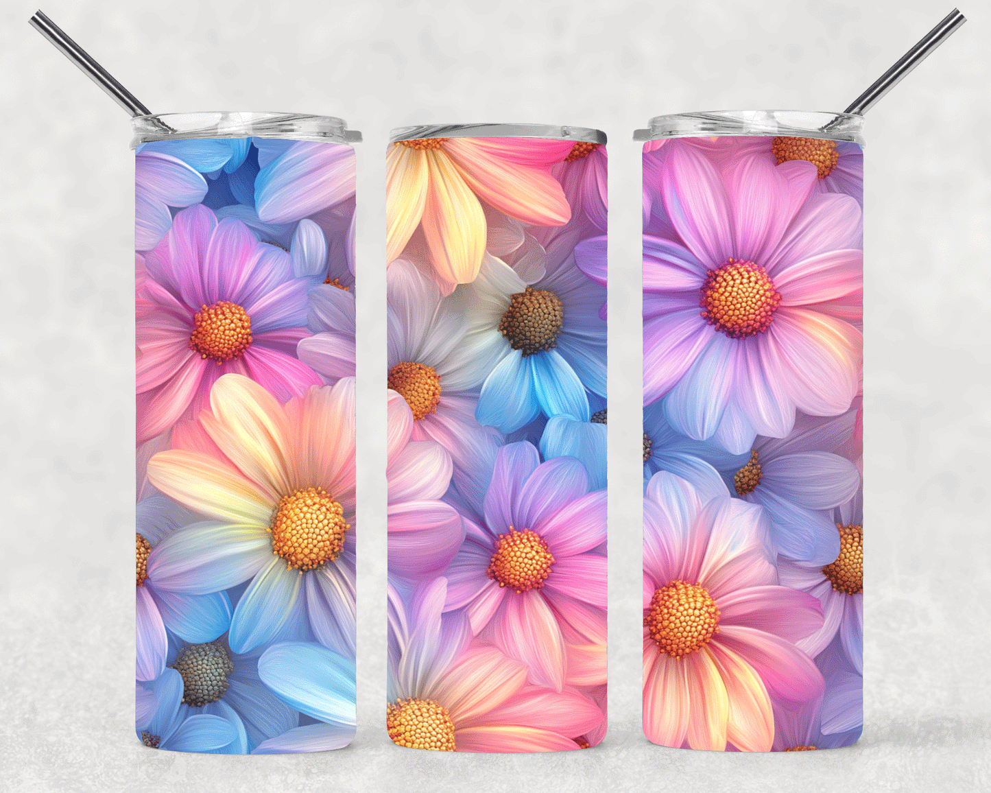Pastel Flowers Wrap For Straight Tumbler-S607