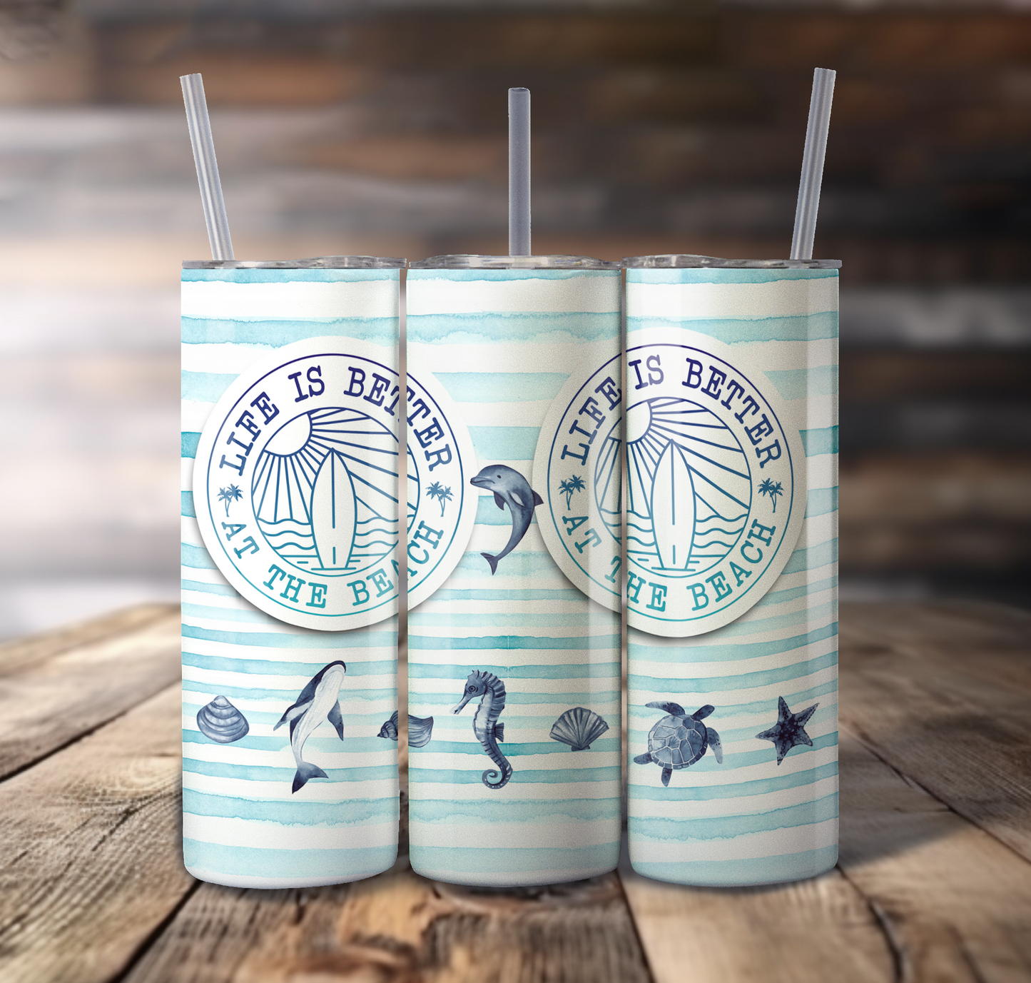 Beach Life Wrap For Straight Tumbler-S776