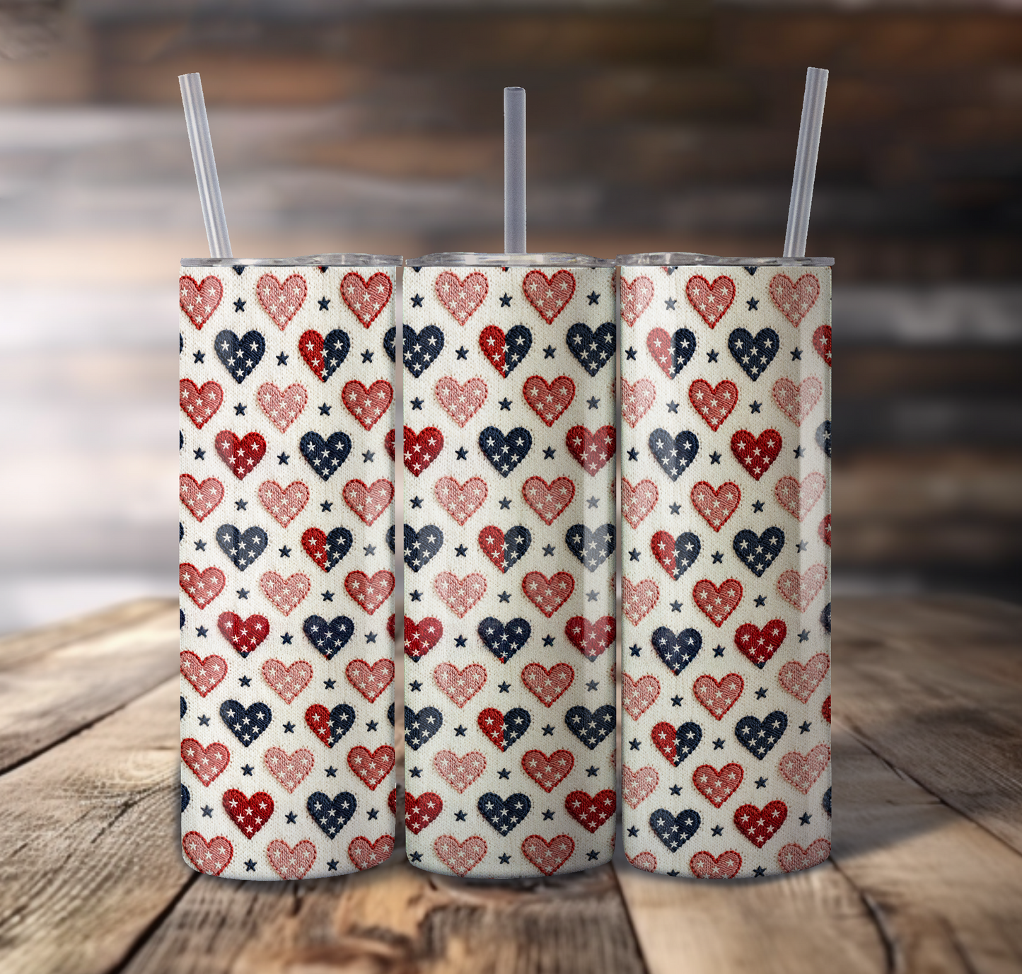 Fabric Hearts Wrap For Straight Tumbler-S785