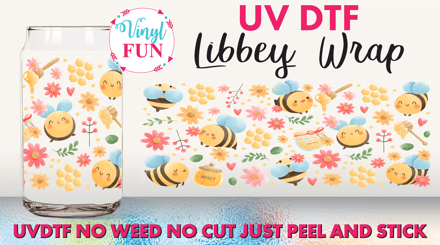 Cute Honeybees UVDTF Libbey Glass Wrap - UV146