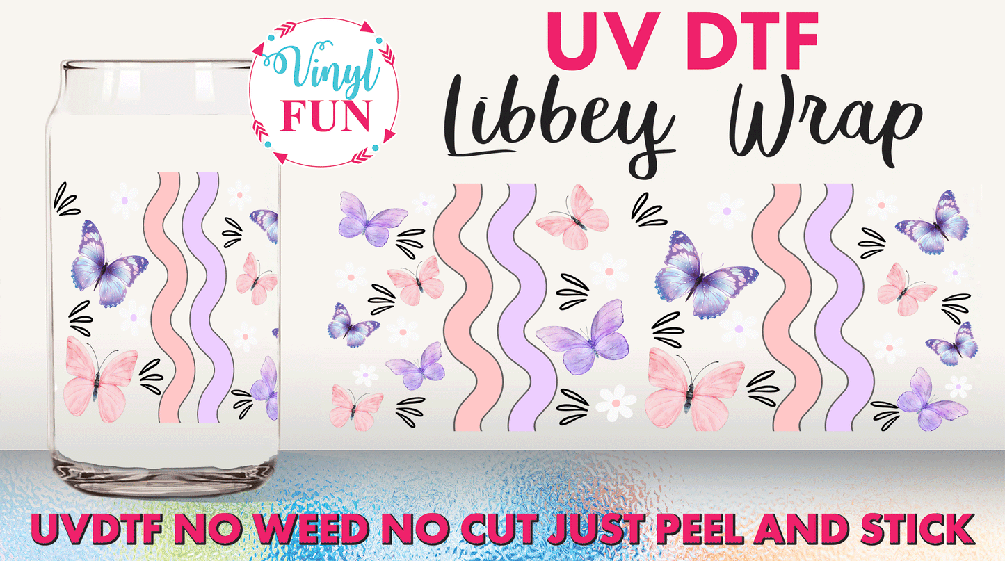 Pastel Butterflies UVDTF Libbey Glass Wrap - UV158