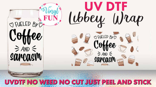 Coffee & Sarcasm UVDTF Libbey Glass Wrap - UV5
