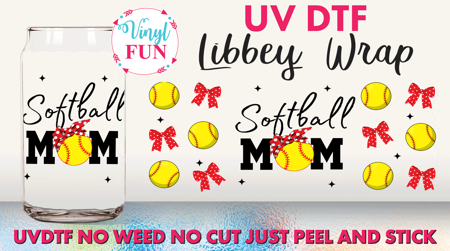 Softball Mom UVDTF Libbey Glass Wrap - UV236