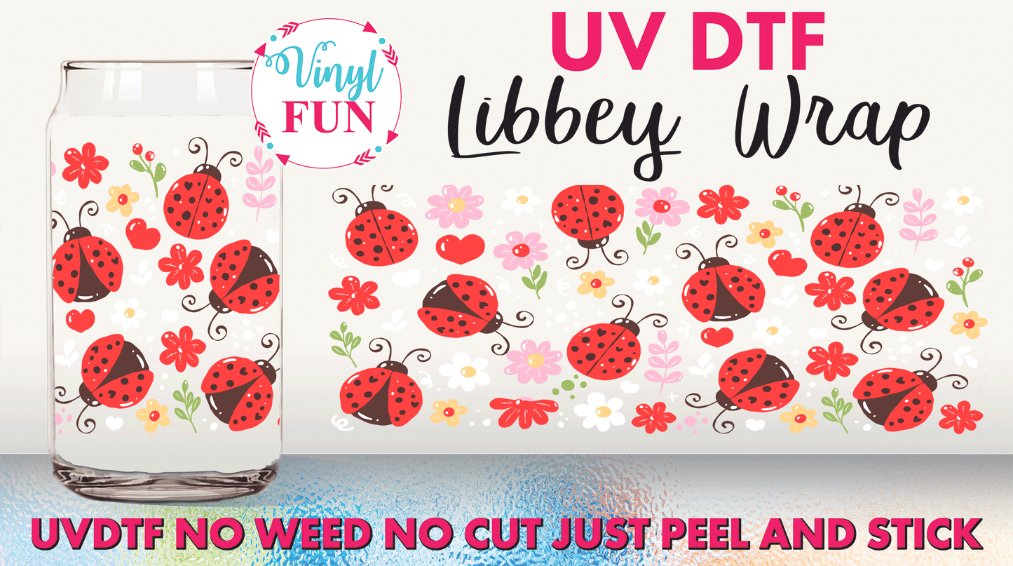 Red Ladybug UVDTF Libbey Glass Wrap - UV65