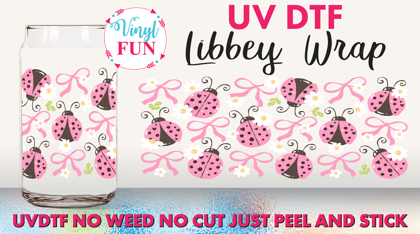 Pink Ladybug UVDTF Libbey Glass Wrap - UV91