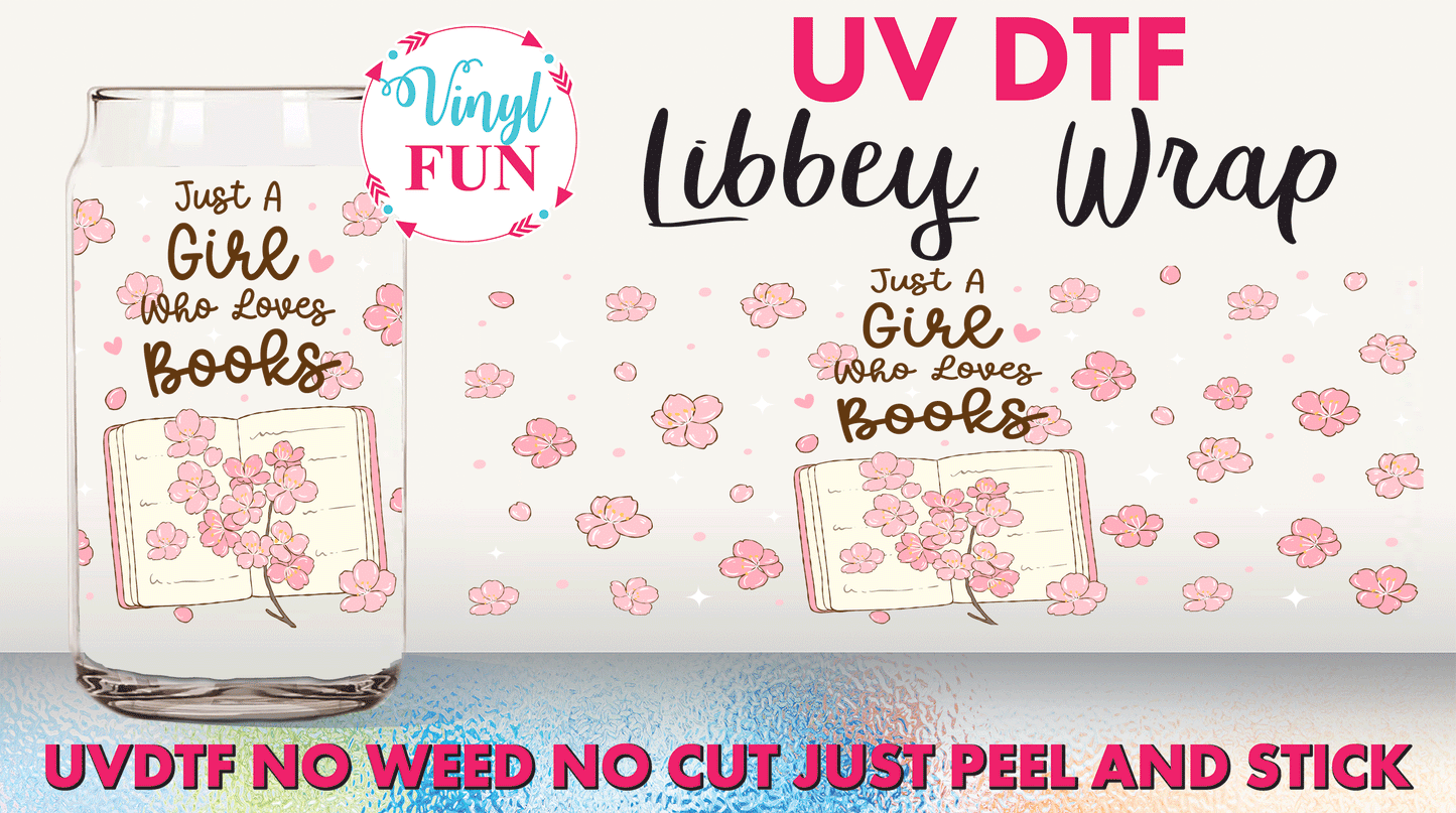 Book Lover Girl UVDTF Libbey Glass Wrap - UV95