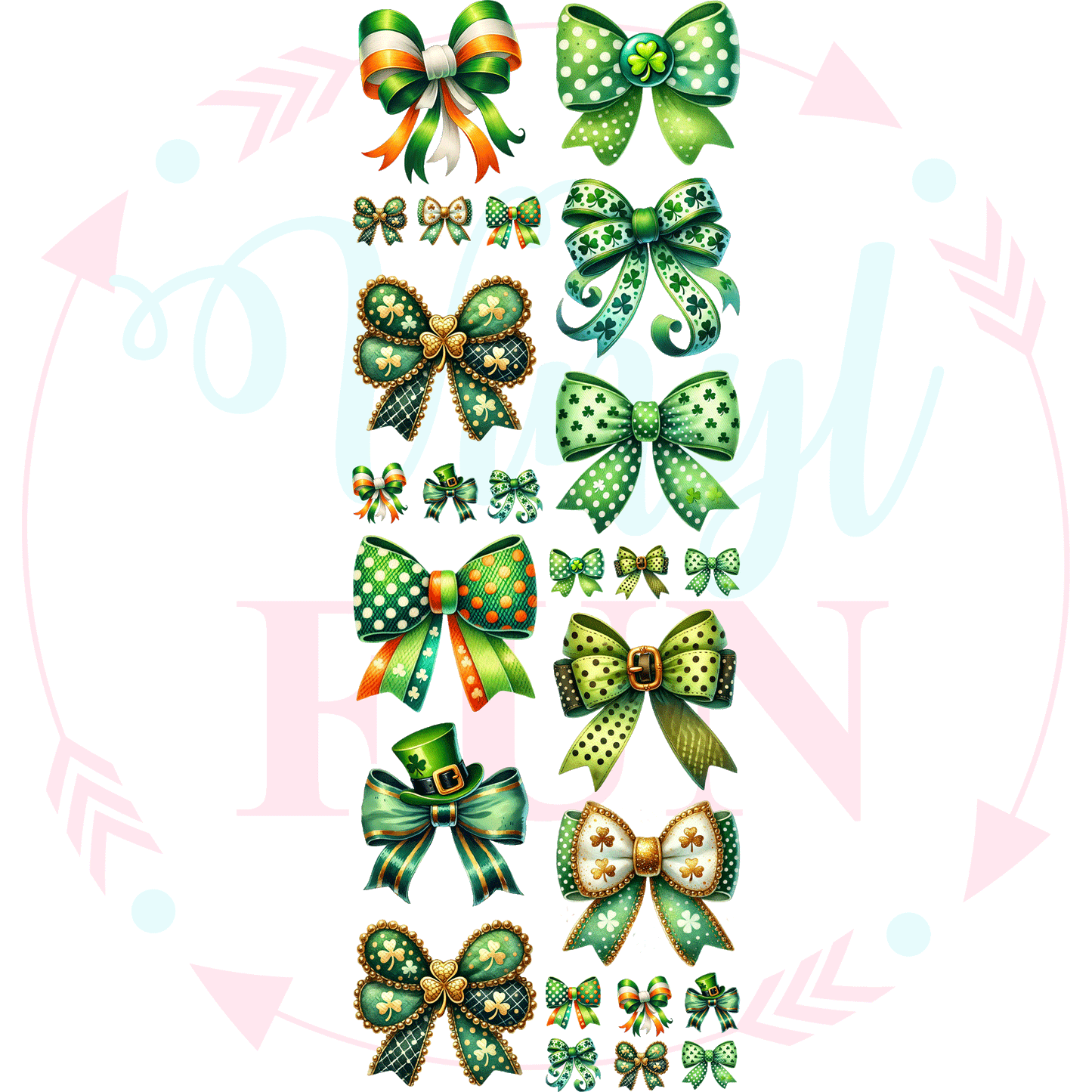 St. Patrick's Day Bows Gang Sheet 22"x60"