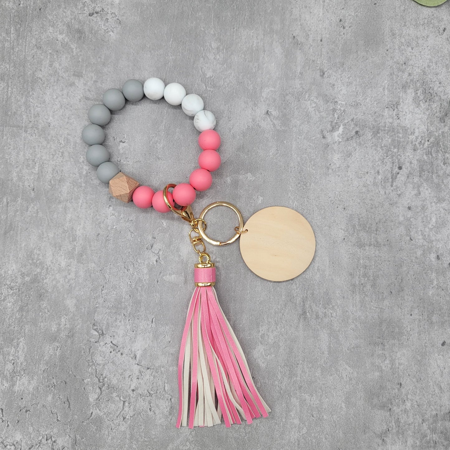 Silicone Beads Bracelet With Tassel & Disc