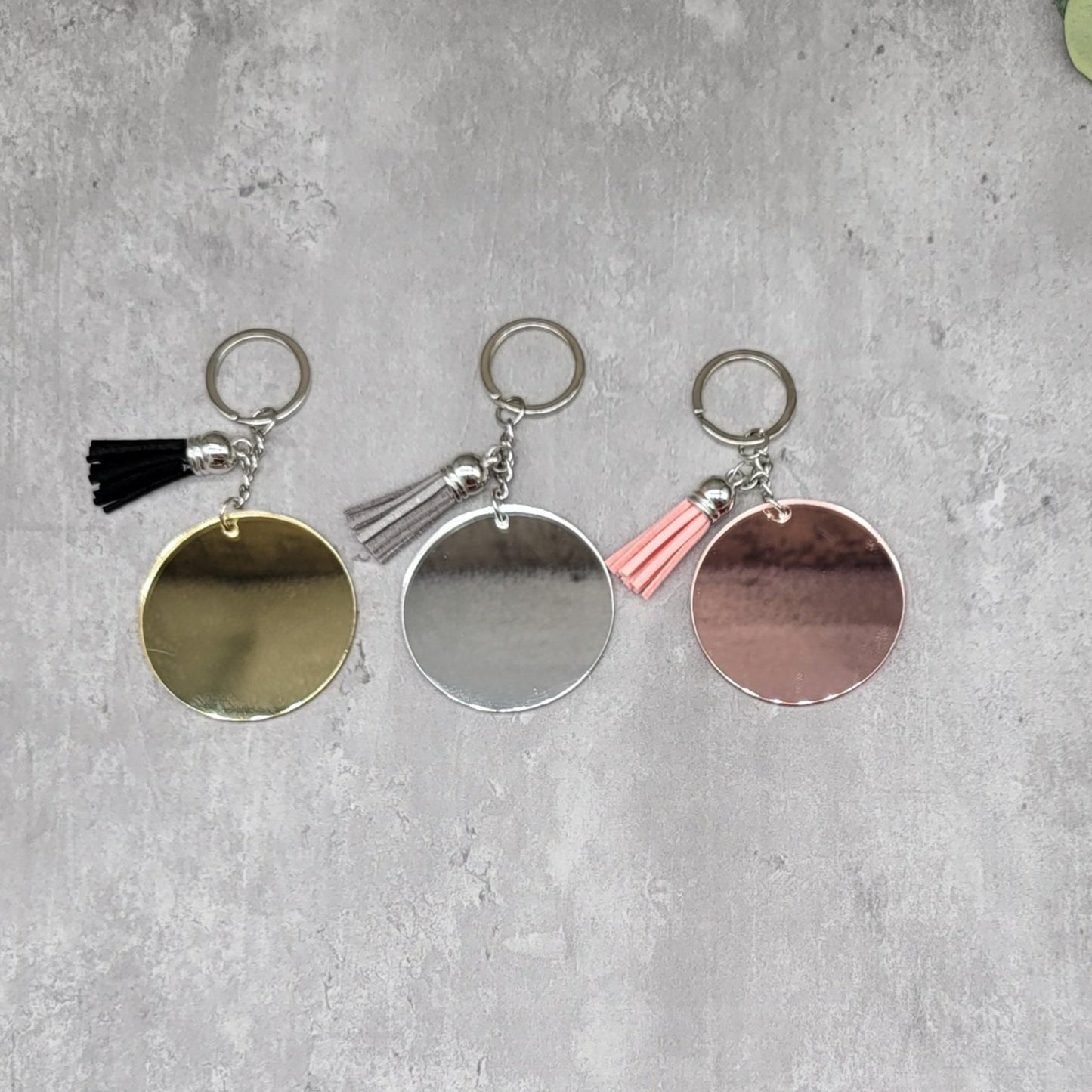 Mirrored Acrylic Keychain With Tassel