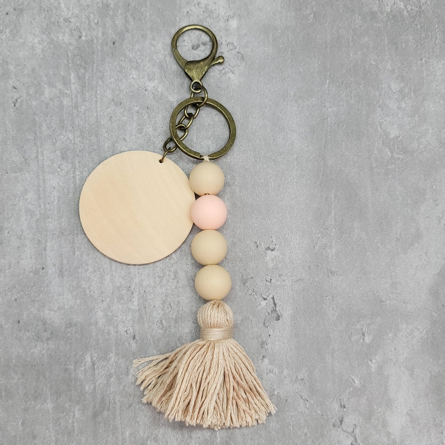 Boho Silicone Bead Keychain With Disc