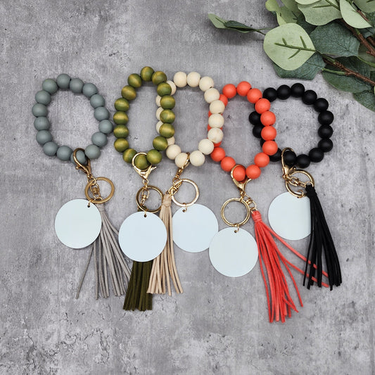 Sublimation Keychain Bracelet With Tassel
