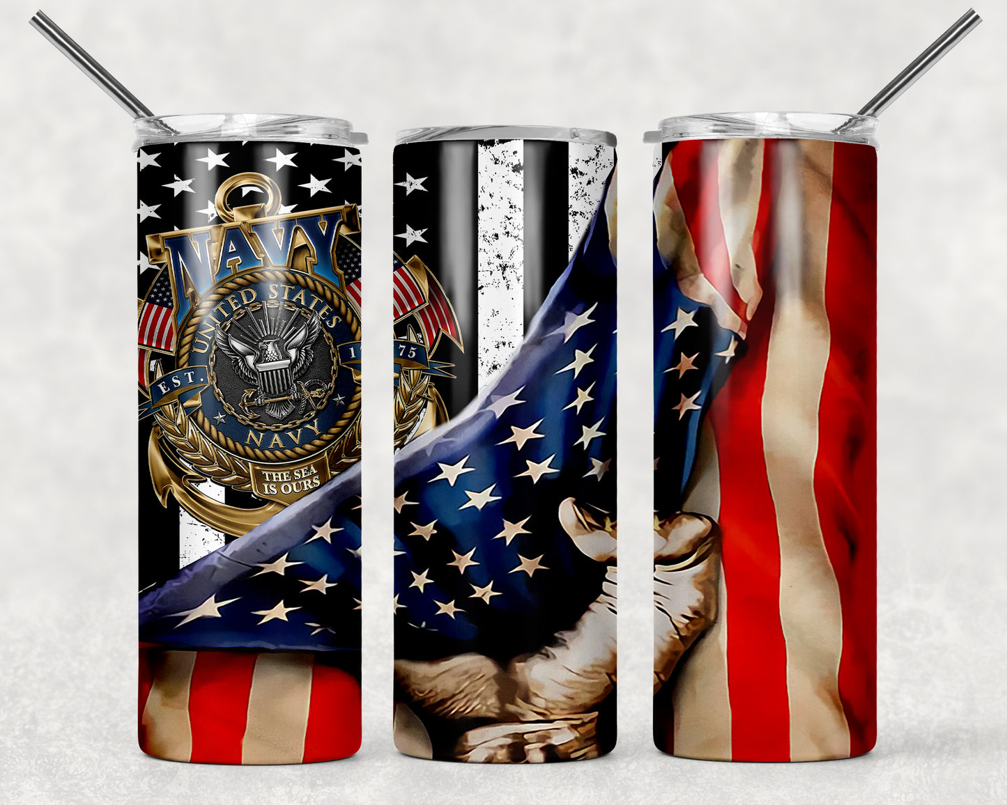 Navy Flag 2 Wrap For Straight Tumbler-405
