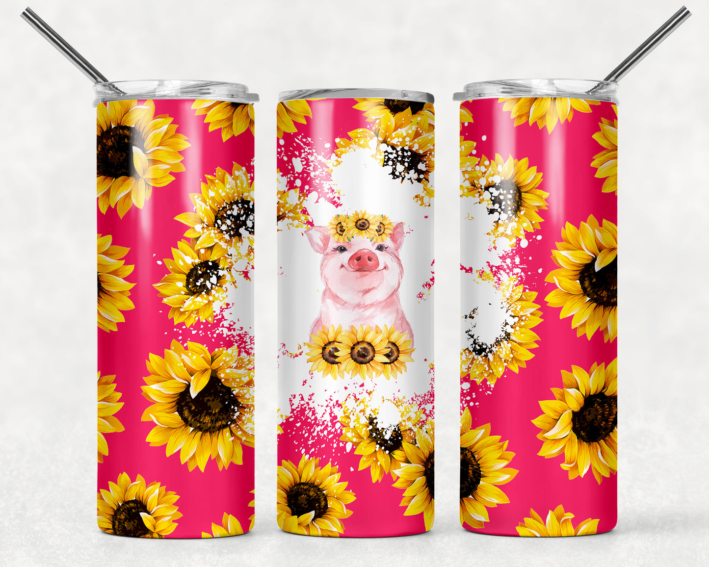 Sunflower Pig Wrap For Straight Tumbler-504