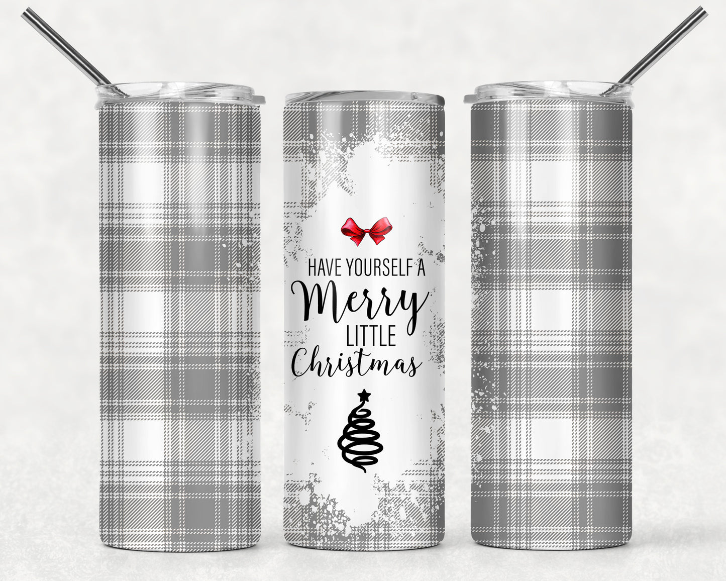 Grey Plaid Wrap For Straight Tumbler-764